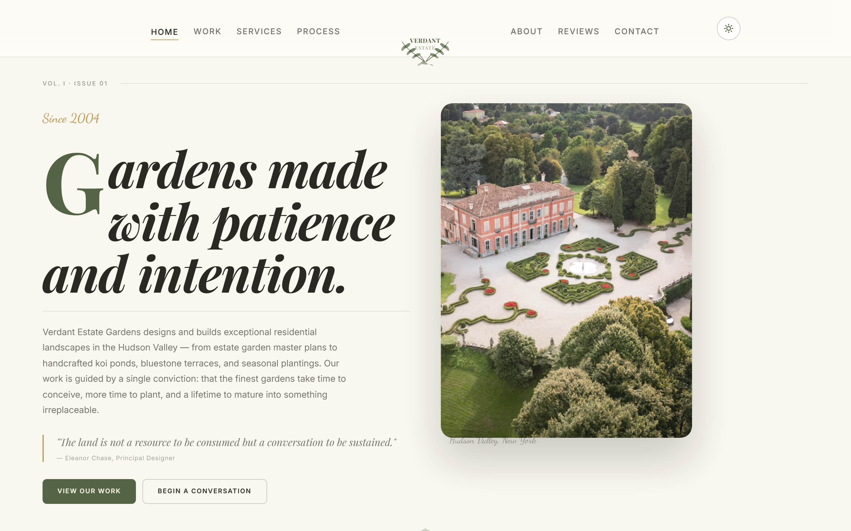 Preview of the Verdant Estate: an editorial template for estate landscape designers template